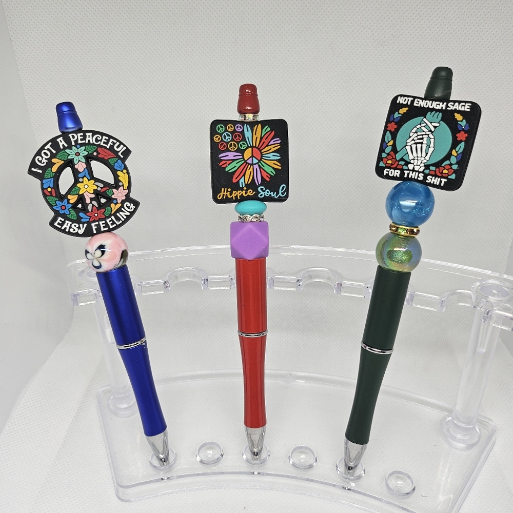 Peace Hippie Soul Wellness and Spiritual Bling and Beaded Pen- Black Ink